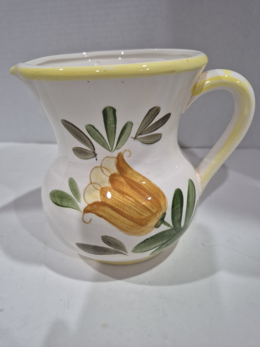 Vintage 1977 Relpo Pitcher Hand-Painted Tulip Ceramic Pitcher